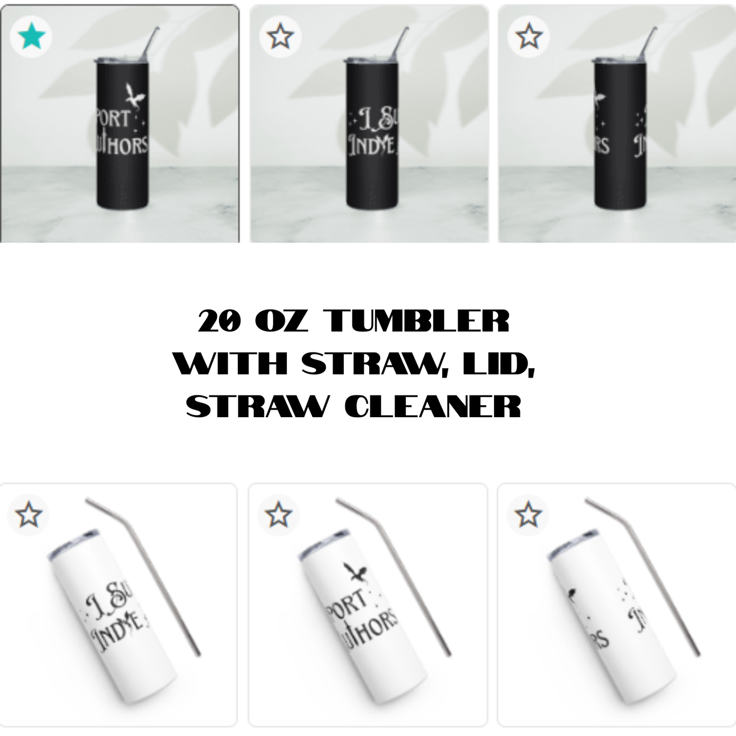 Pre-Order 20 OZ Tumbler "I Support Indie Authors" Fantasy